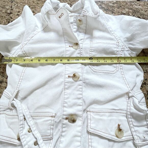 Bagatelle Collection Off-white Utility Jacket Button Belted Cotton, Women Small - Picture 7 of 11